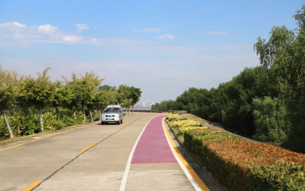 狮子洋水道碧道位于海鸥岛,拥有10多公里长的海岸线景观.