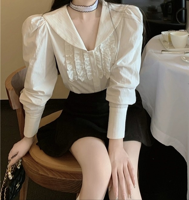 衬衫设计感小众泡泡袖