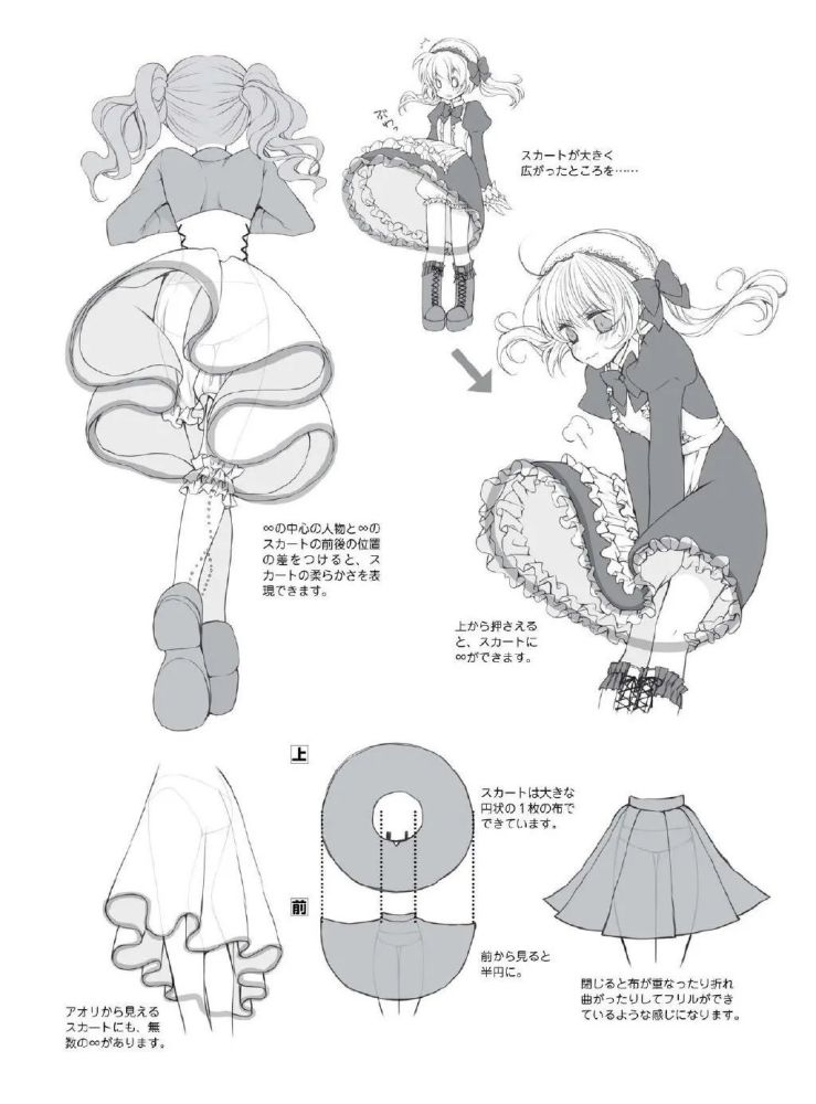 插画教程 少女百褶裙,裙摆褶皱绘制教程参考