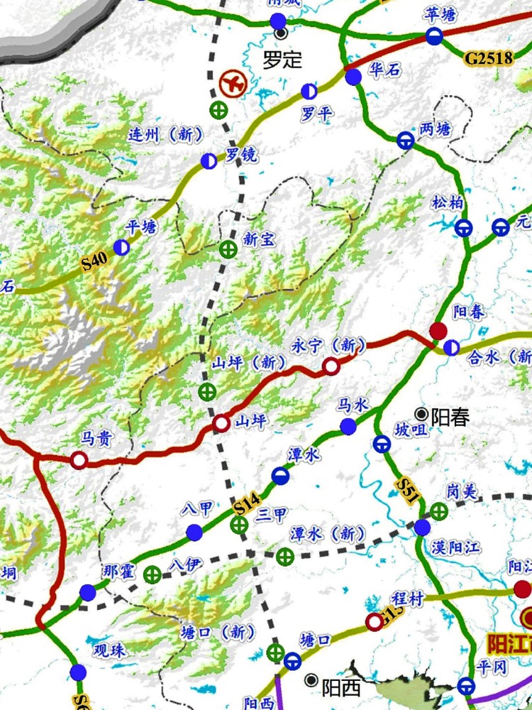 粵西高速公路,陽西縣至鬱南縣,預計途經信宜新寶鎮和羅定市_騰訊新聞