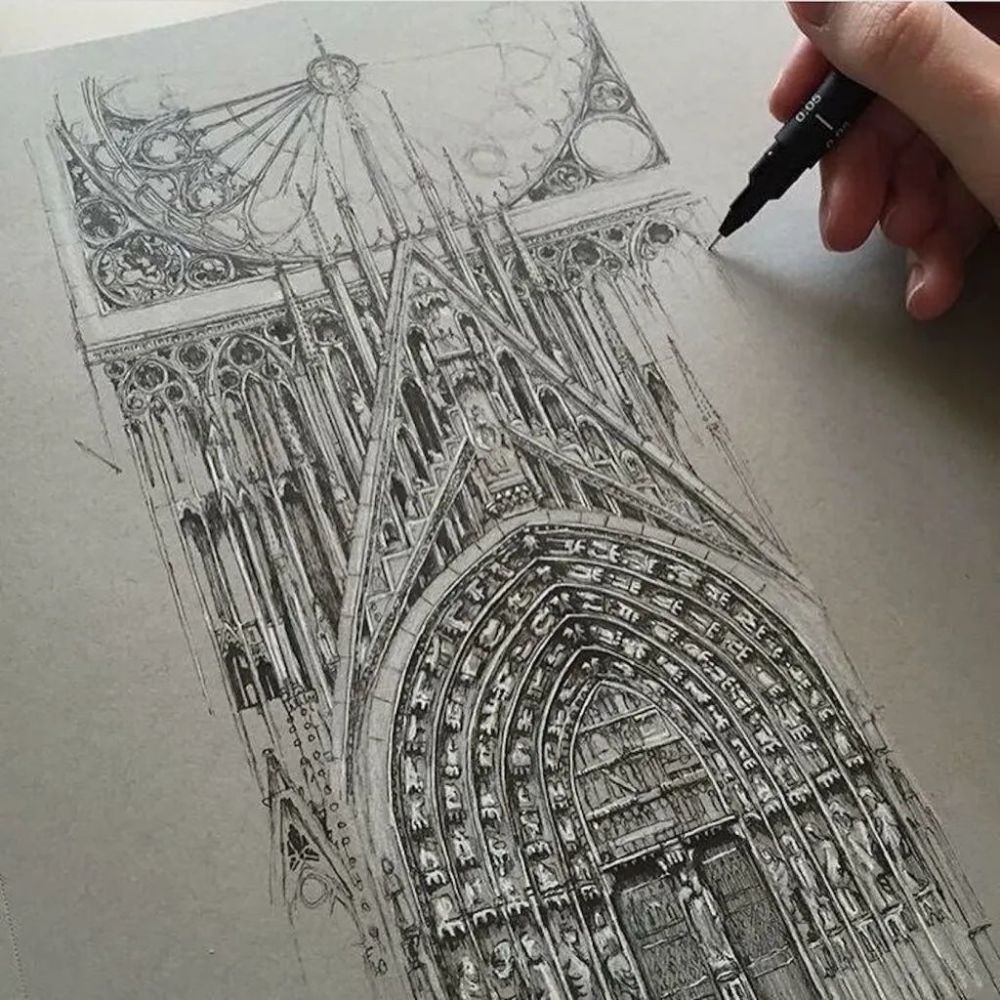 哥特式建筑手绘 作业图片