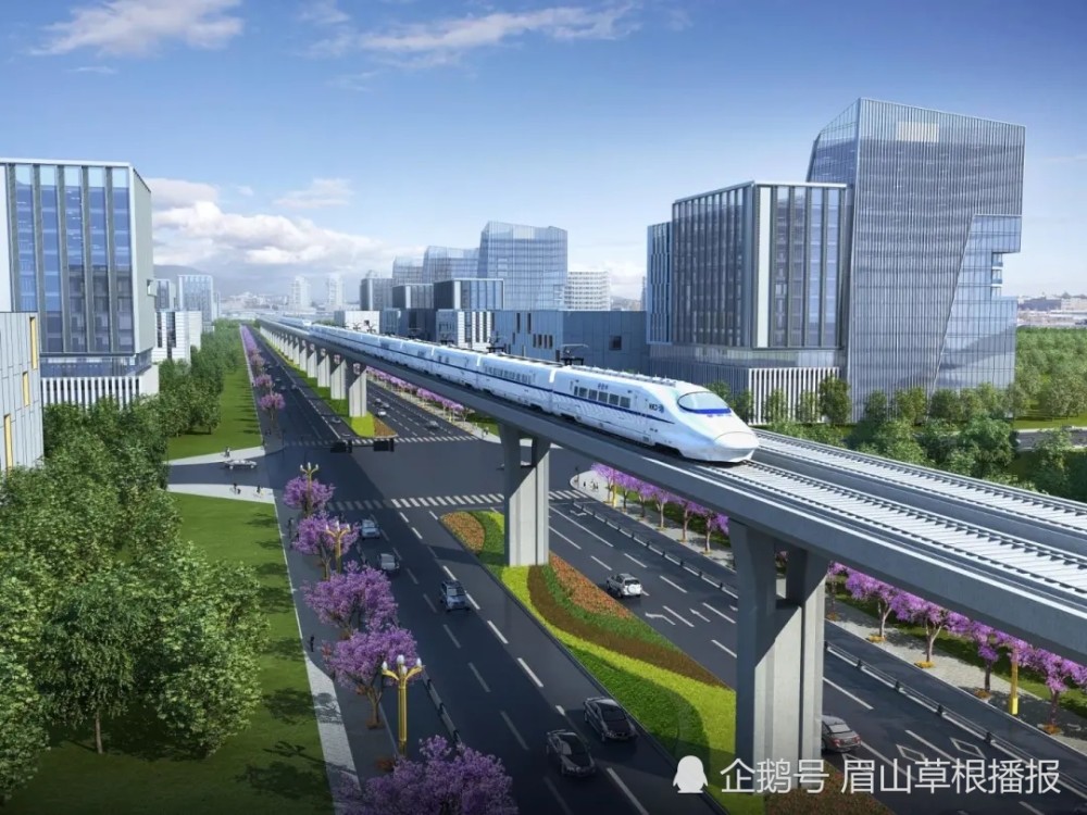 同时成眉市域铁路s5线—仁寿支线途径该项目,预留8m宽的中央分隔带供
