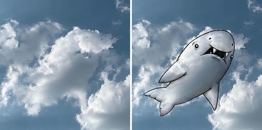 想象力丰富的艺术家玩欢脱了云彩化身可爱动物太有趣了