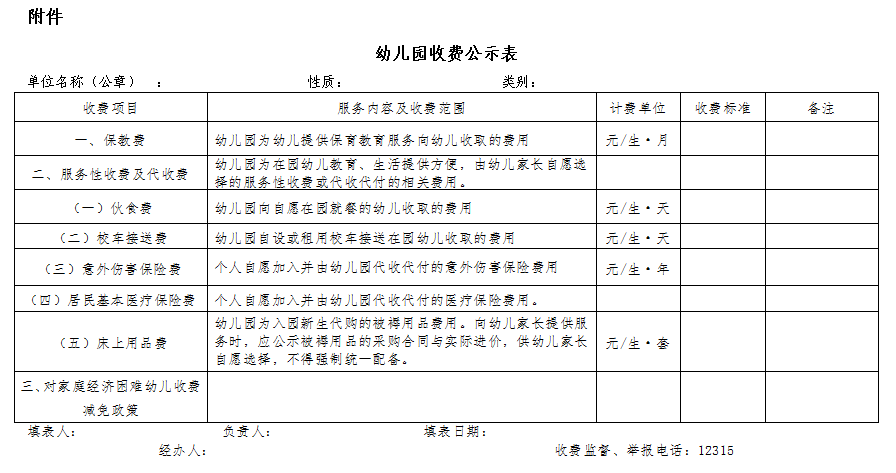 陵城区公办幼儿园收费标准正式发布(附退费,资助政策)