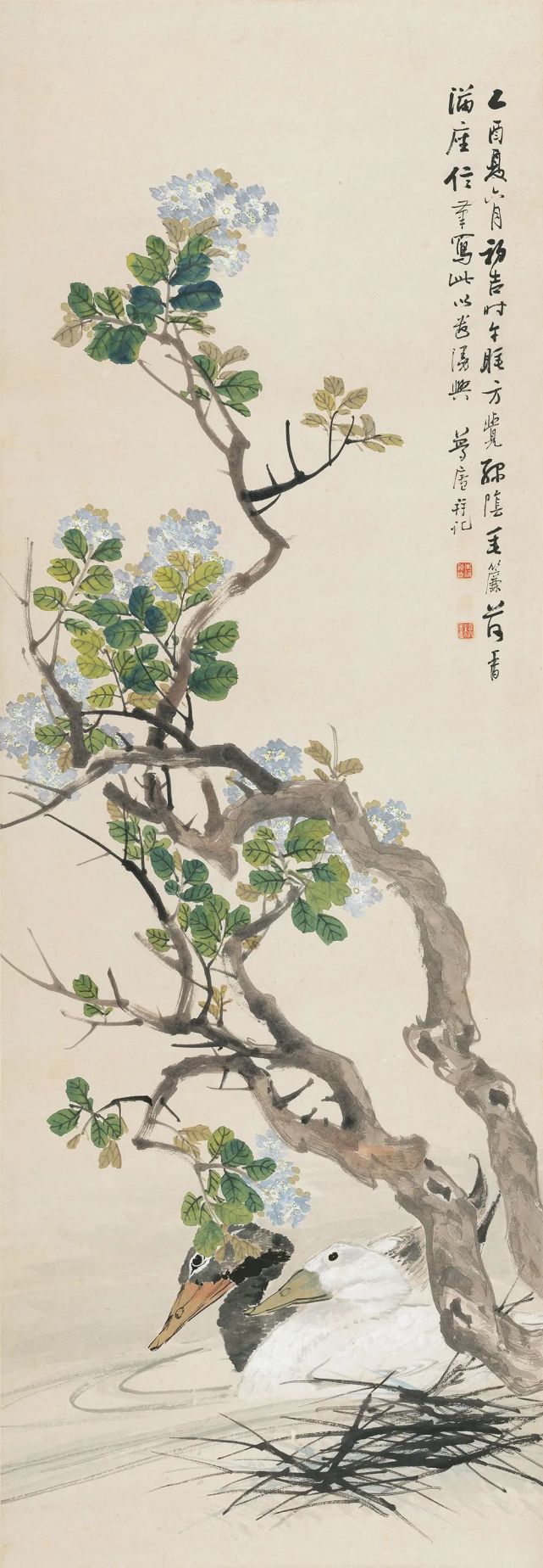 他的花鸟画淡雅清新，别有韵味！