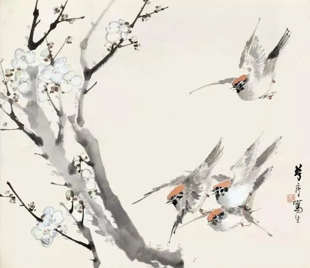 他的花鸟画淡雅清新，别有韵味！