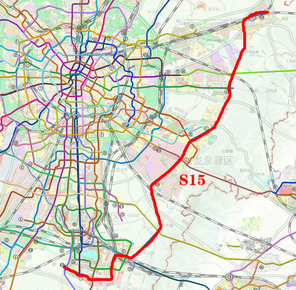 成都市7條市域鐵路關係到龍泉驛區新都區青白江金堂東部新區德陽眉山