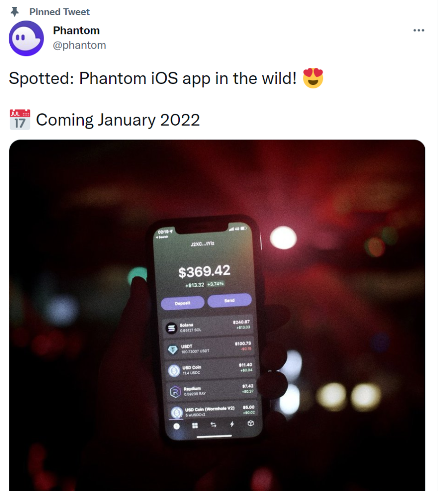 phantom钱包将于2022年1月发布ios版本客户端