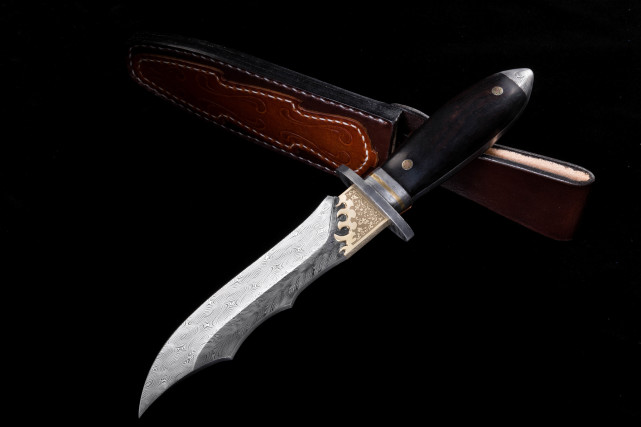 匠人工坊大马士革刀—龙鳞匕首刀