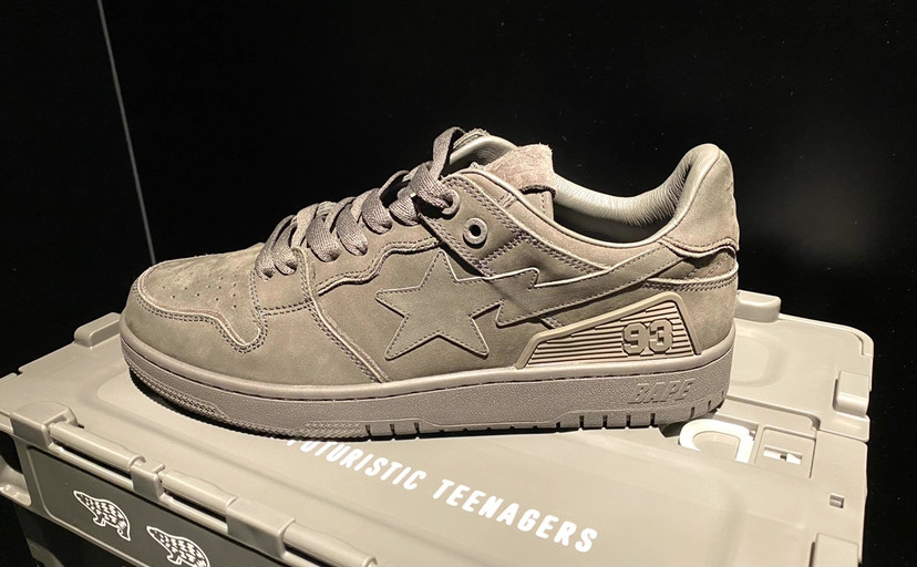 hahalon潮玩bapesta灰黑翻皮