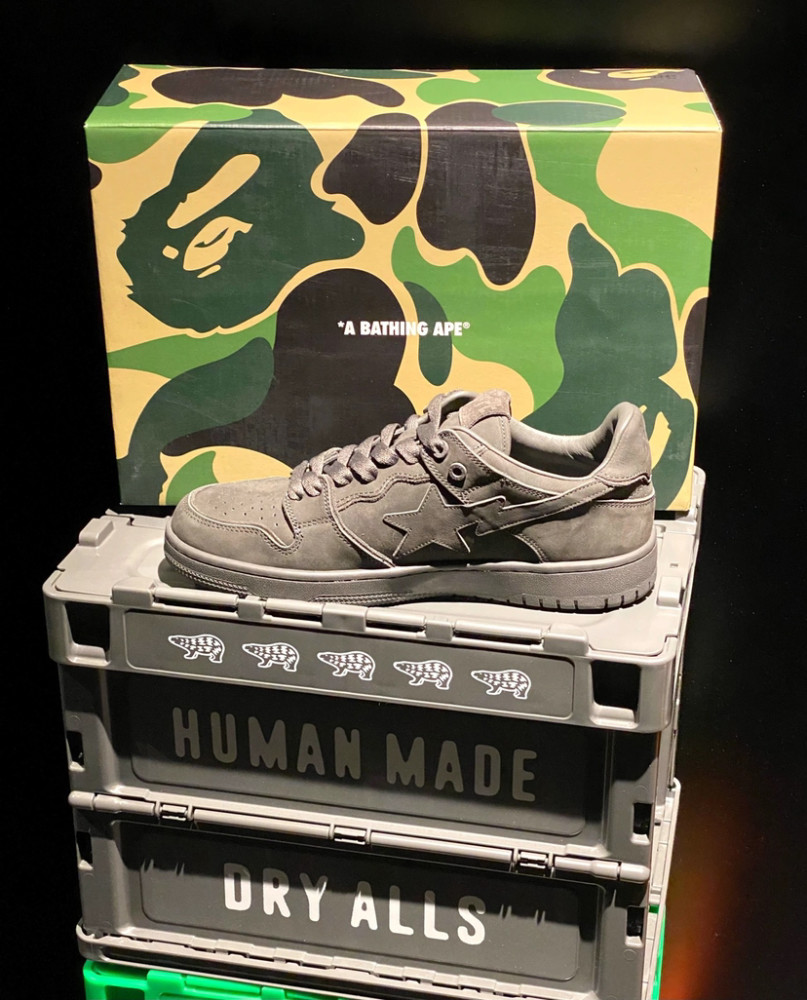 hahalon潮玩bapesta灰黑翻皮