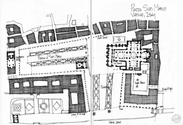 (圣马可广场平面图 图片来源:google(圣马可广场鸟瞰图 图片来源