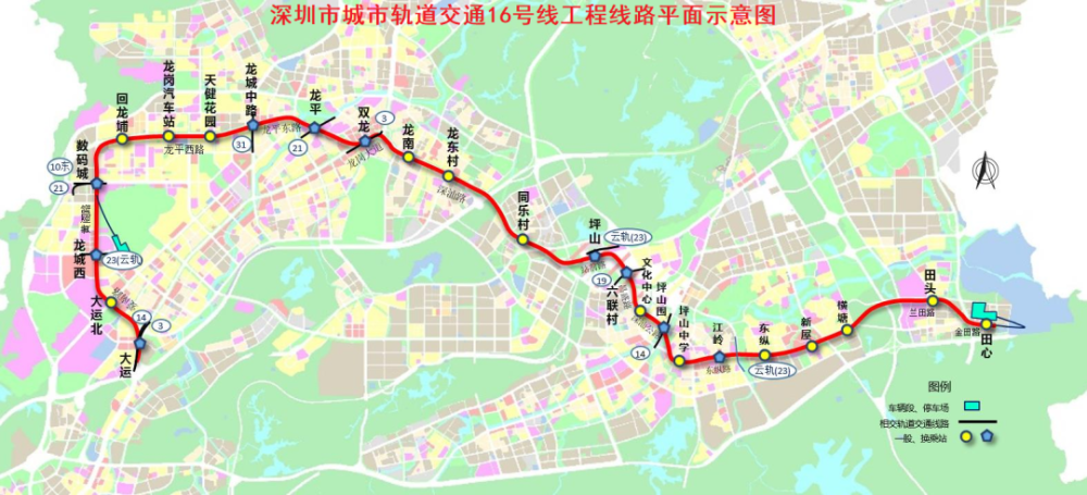 深圳地铁16号线规划图图片