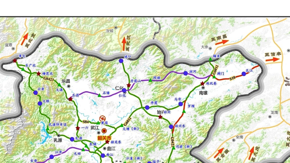 廣東省雄信高速公路粵北南雄市途經仁化縣至樂昌市的高速線路