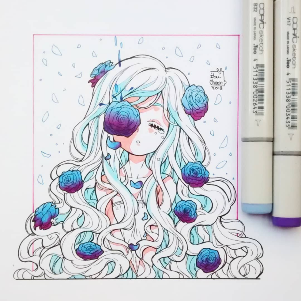 马克笔儿童插画动漫小萝莉