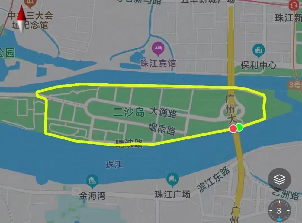 起终点:二沙岛晴波路广州大桥底赛道说明:二沙岛环岛绿道绕圈(一圈约