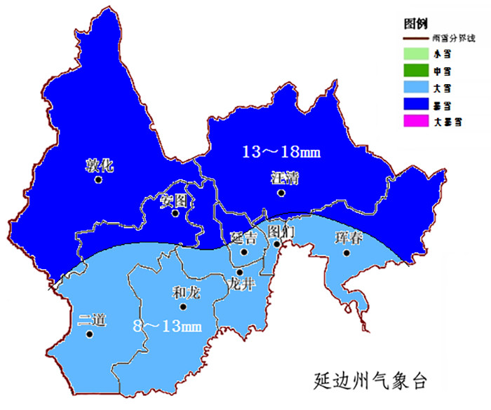 11月30日開始我州氣溫逐步下降,降溫幅度可達5℃～8℃,12月1日敦化