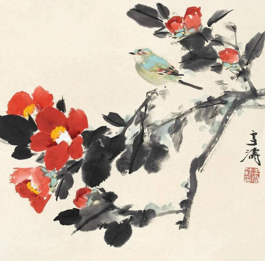 鉴赏名家笔下的写意山茶花