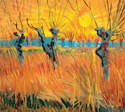 夕阳下的波拉德柳树名画赏析