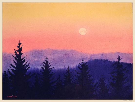 意境悠远的水彩风景绘画作品,艺术家jathedar的