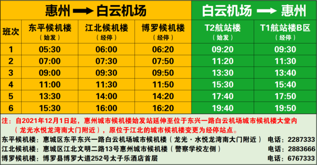 惠州往返白雲機場班車時刻表惠州(東平)城市候機樓現場實景圖惠州