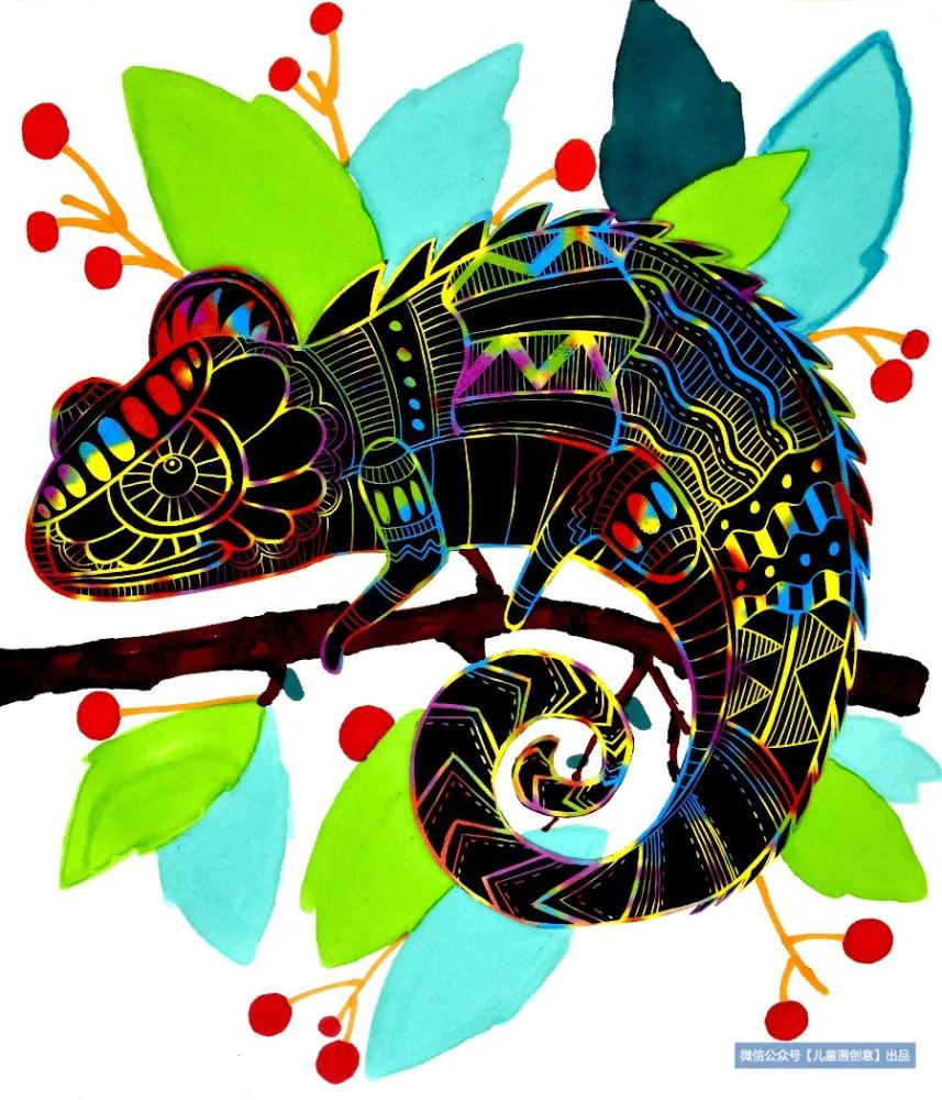 少儿美术汇神奇的变色龙3例主题画课例教程分享