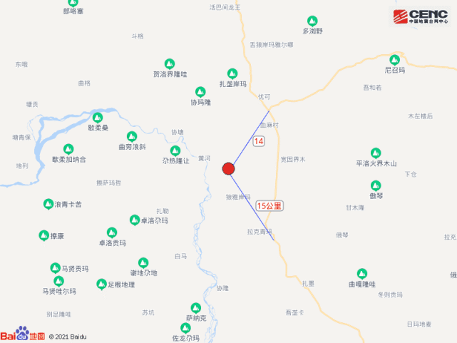 青海果洛州玛沁县发生3.5级地震