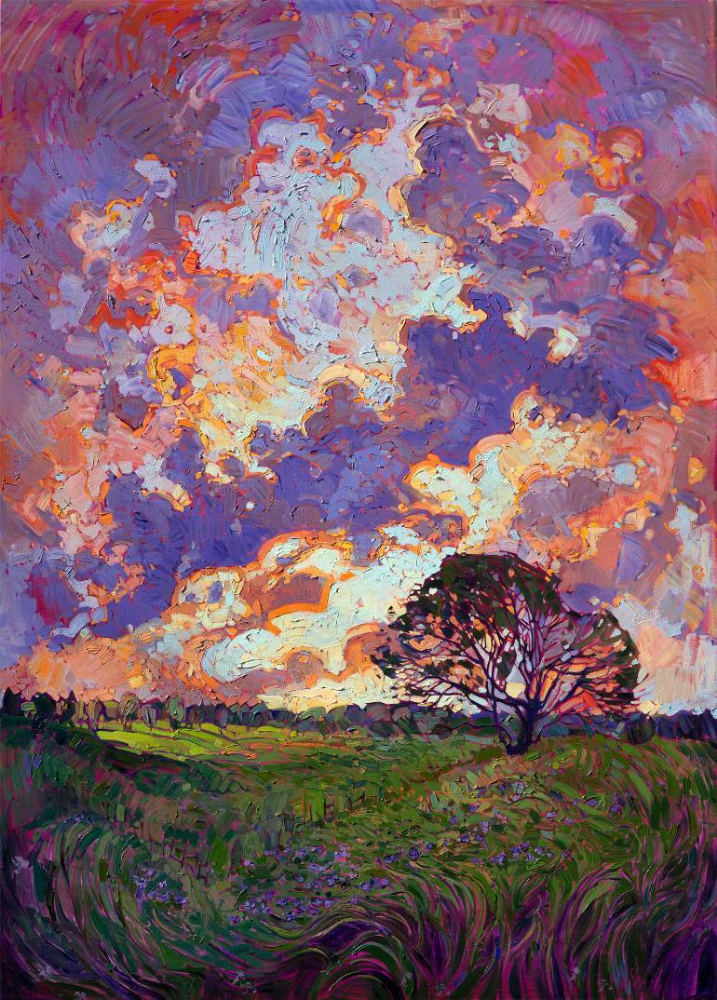 色彩绚丽的油画风景绘画作品,美国画家erin hanson