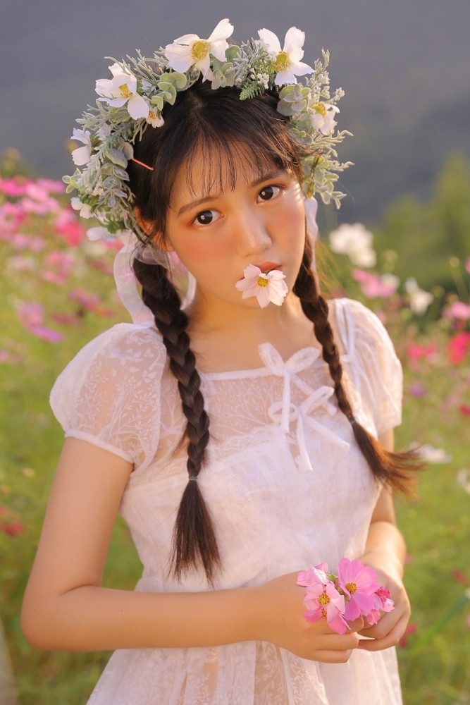 人像摄影花环少女
