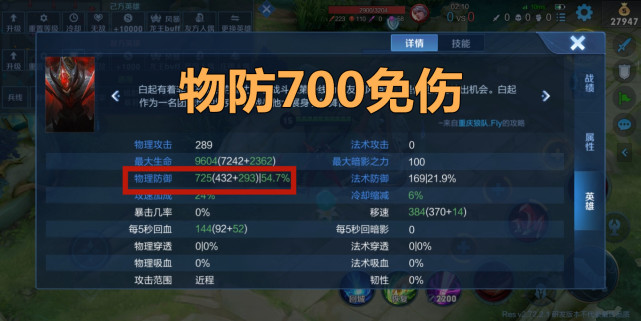 王者榮耀中雙方屬性閾值為602,在600,700,800,900等節點,防禦帶來的免