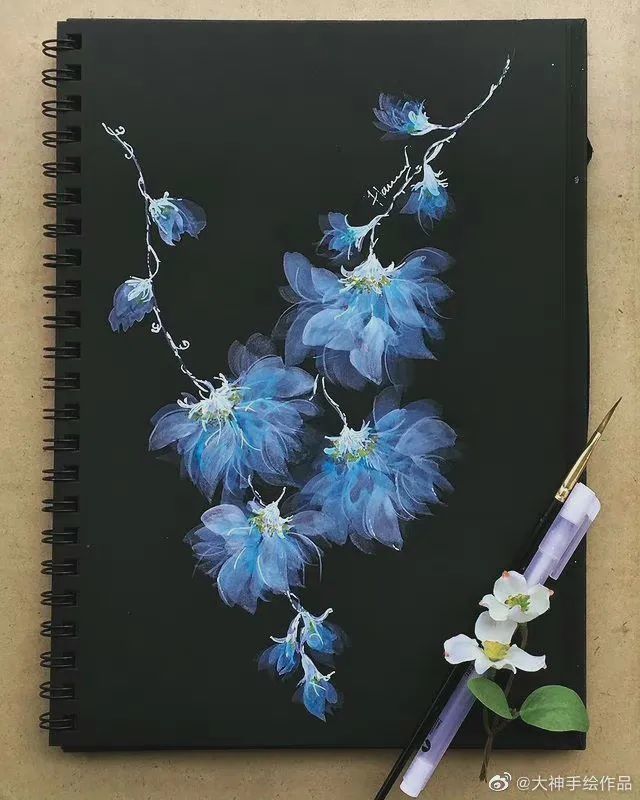 不透明水彩|黑卡纸别扔,画出来很美!