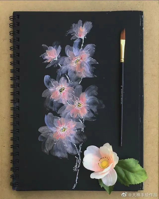 不透明水彩|黑卡纸别扔,画出来很美!