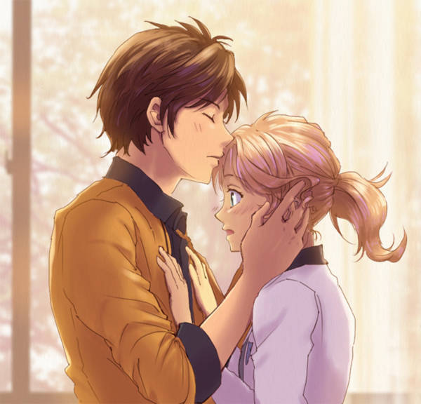 卡通接吻图片 背景 浪漫