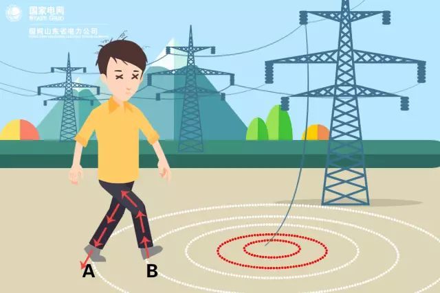 站在距離電線落地點8~10米以內,就可能發生觸電事故,叫做跨步電壓觸電