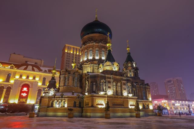 哈尔滨旅游必打卡远东最大的东正教教堂雪景太美了