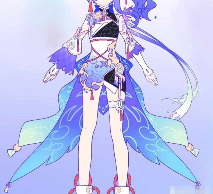 刻晴:新月绣裳 公主型(舞会礼服形)凝光:纱中幽兰 冷色系(皇室高腰形)