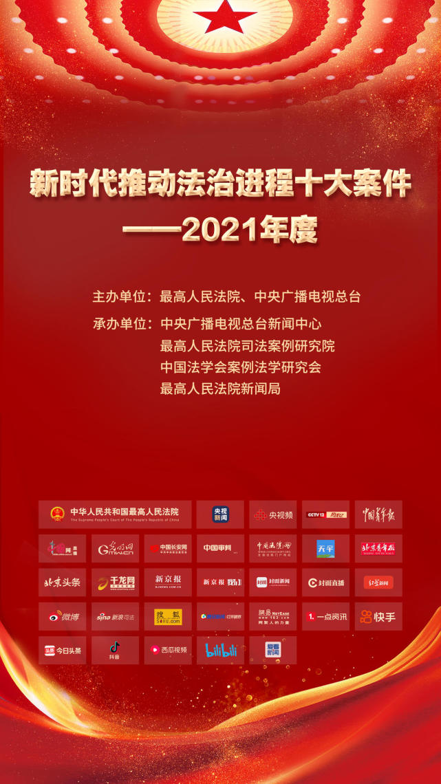 "新时代推动法治进程十大案件——2021年度"启动网络投票