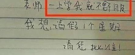 小學生搞笑請假條老師都被氣暈了老師這孩子我是教不了了