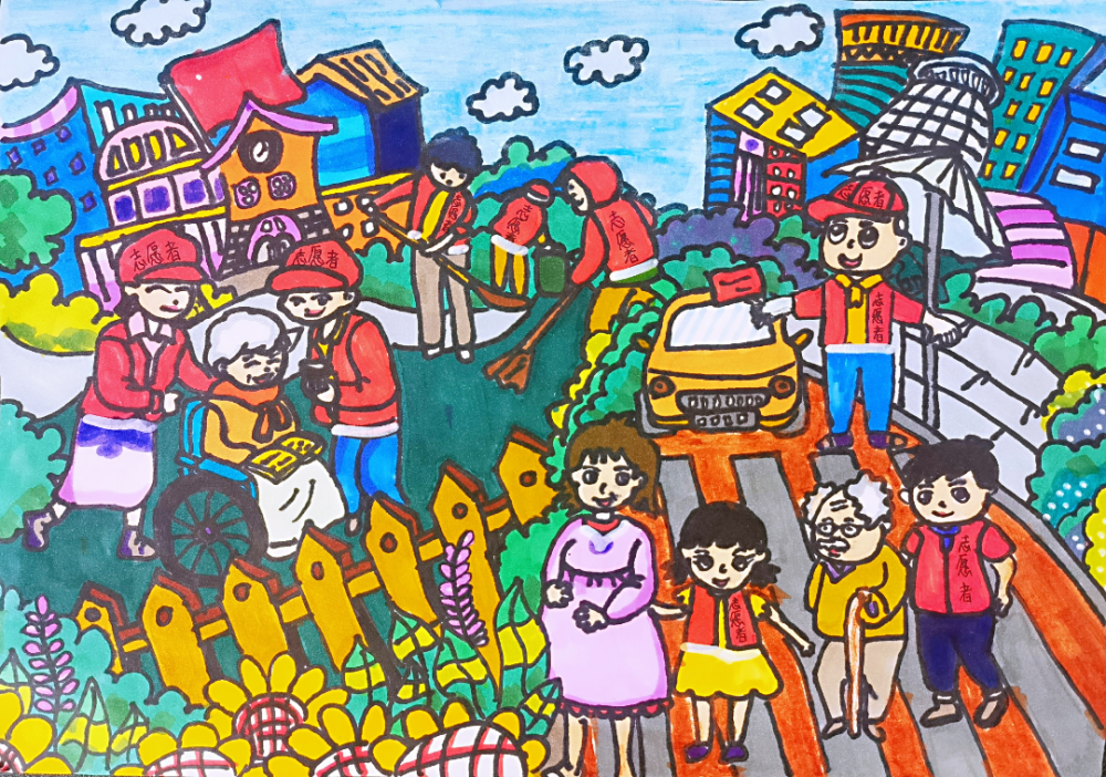 我是小小志愿者小画师们用画笔为青少年志愿者添彩