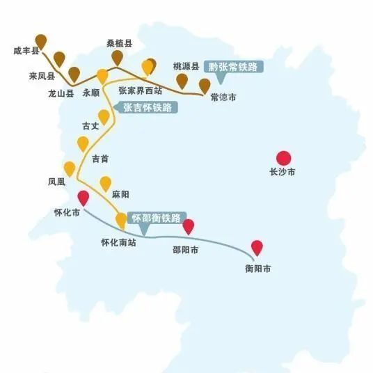 张吉怀高铁地跨怀化,湘西州,张家界市三市州,7个县市区,线路全长246.