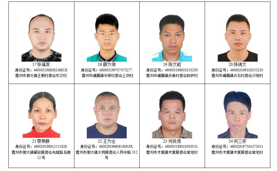 海南儋州警方悬赏缉捕40人奖励5000元至2万元