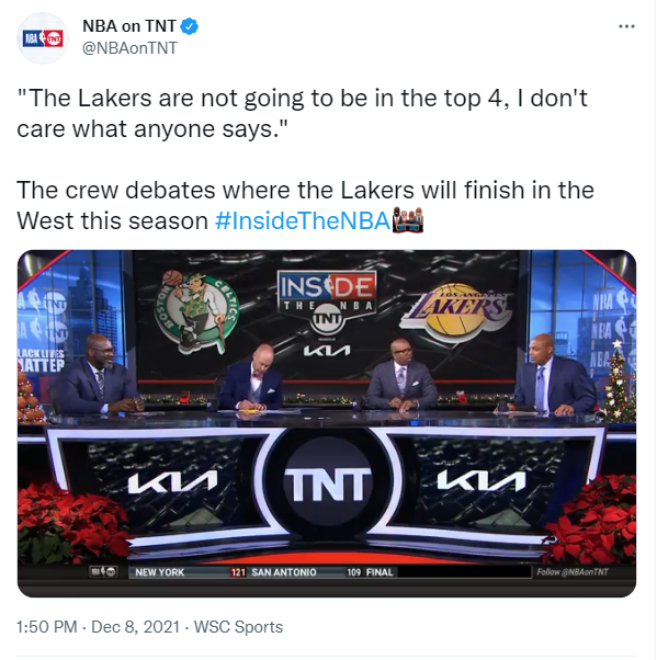 直播中TNT的解说天团对本赛季各种情