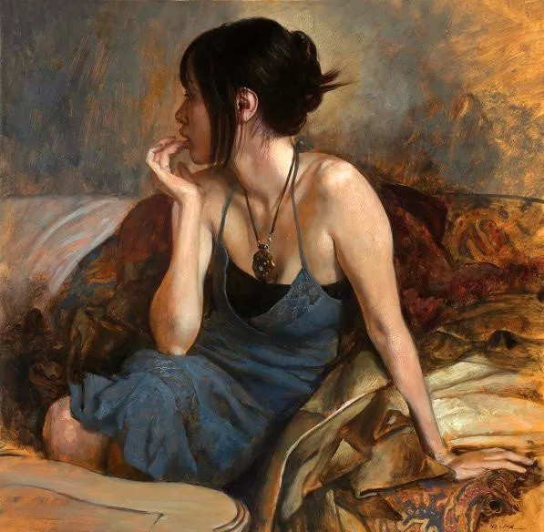 日本画家osamuobi肖像人物油画作品欣赏
