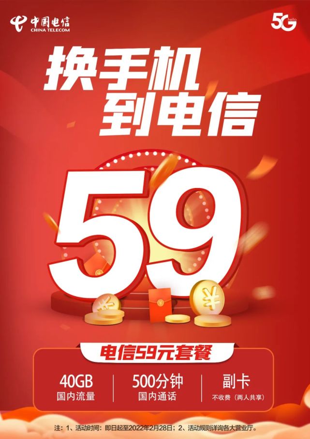 中国电信年终钜惠!499元购5g手机,流量翻一倍,59元套餐福利大揭秘!