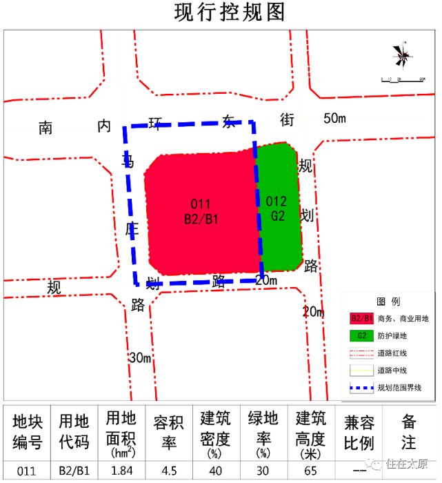 南內環東街用地現行控規修改內容:1.用地性質修改;2.規劃指標賦值.