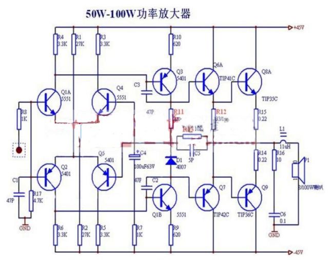 分享8款100w功放電路圖