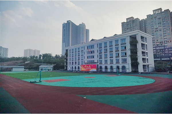 忠县乐天小学校位于忠县城区北侧,西临20井河,北眺乐天公园,2016年9