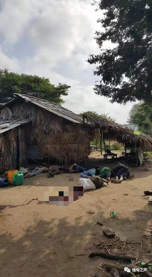 简直是屠杀缅甸一村庄8人被杀尸体倒一地事前有一组织成员带着武器满