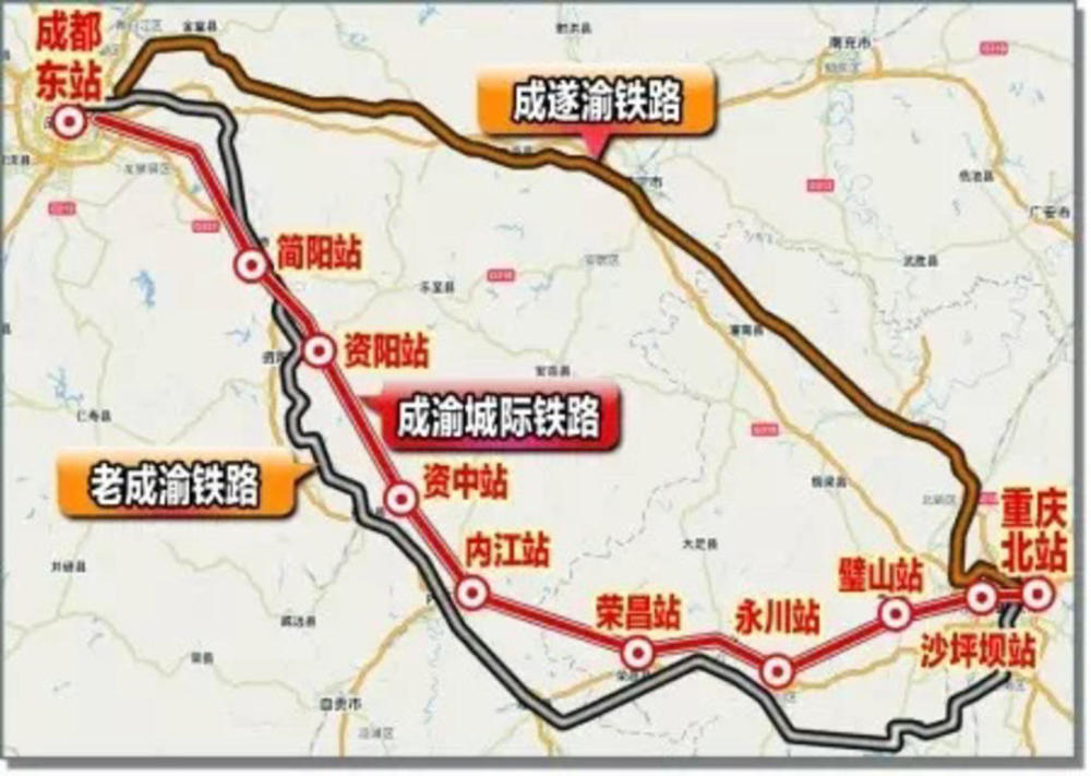 目前成渝间的三条铁路高密度,大流量的通勤流,将推动形成商务流,信息