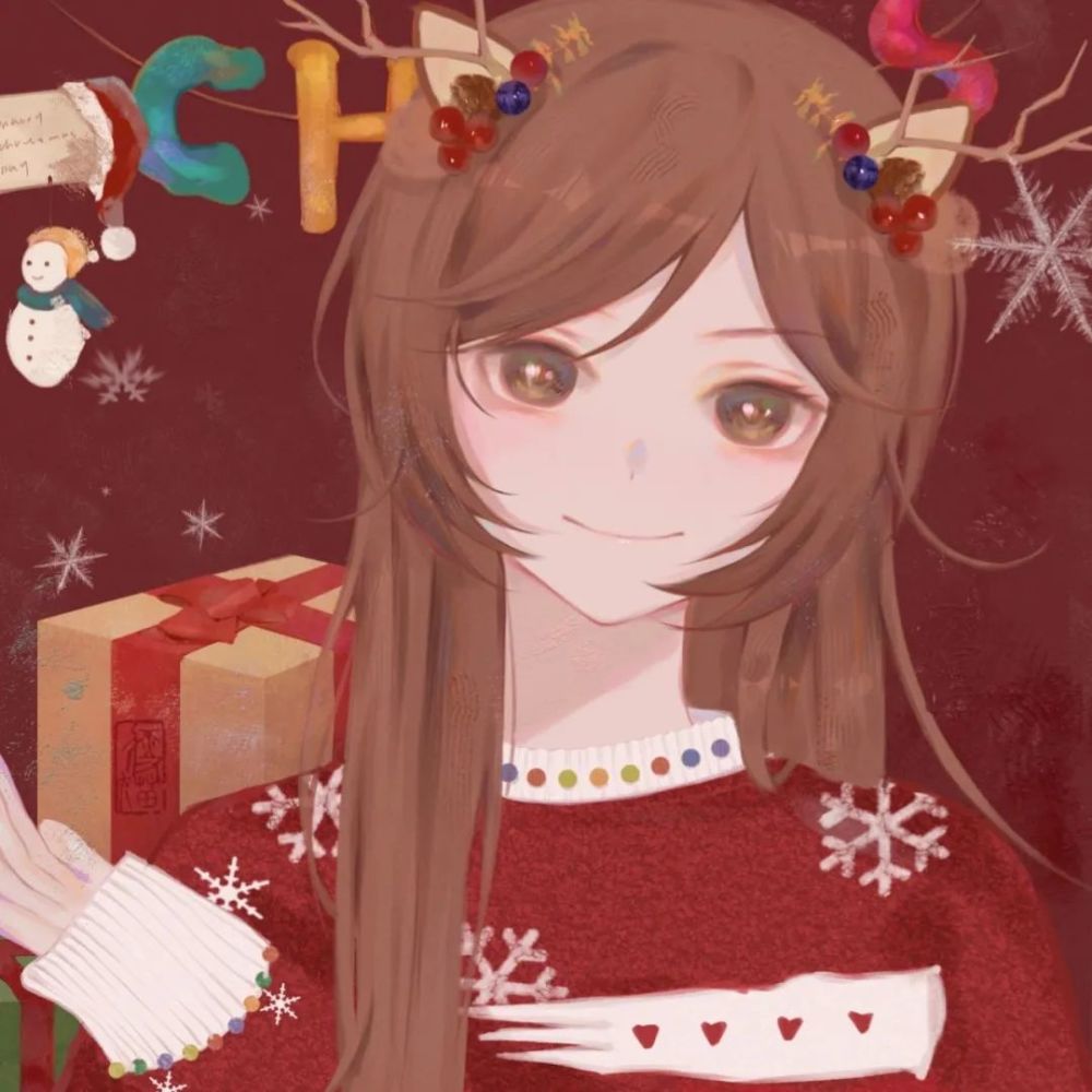 圣诞头像把麋鹿挂在圣诞树上把我挂在你心上